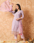 Trendy Designer Party Wear Readymade Salwar Suit Lavender Linen Cotton Pant Straight Front View